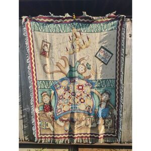 NWT Debbie Mumm Monkey Business‎ Throw Tapestry Blanket 53" x 71"